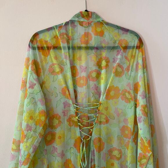 Savage X Fenty Women's size Medium / Large Floral Free Spirit Full-Length Robe - Picture 8 of 11